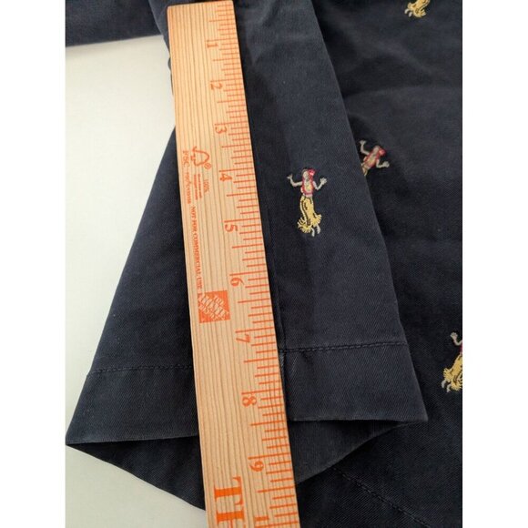 J Crew Embroidered Hula Girl Broken In Shorts Mens Size 32 Blue Cotton Hawaiian - Picture 10 of 11